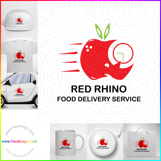 Compra un diseño de logo de Red Rhino Food Delivey 66069