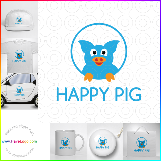 Compra un diseño de logo de Happy Pig 63453