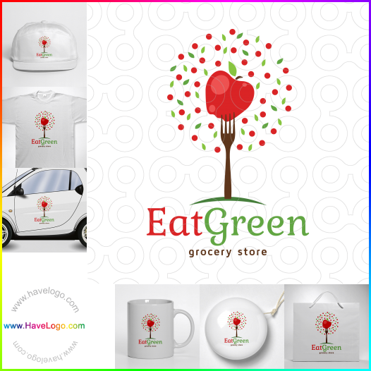 Koop een Eat Green Grocery Store logo - ID:64166