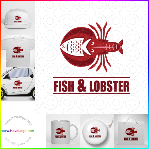 Compra un diseño de logo de Pescado y langosta 64670