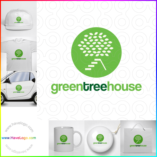 Compra un diseño de logo de casa del árbol verde 66263