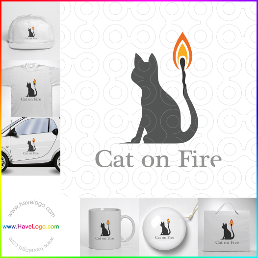 Compra un diseño de logo de Cat on Fire 62630