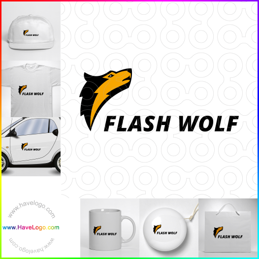 Compra un diseño de logo de Flash wolf 60910