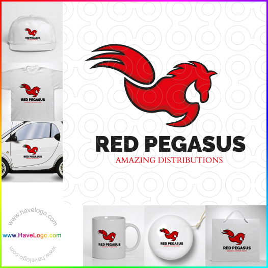 Koop een rood pegasus paard logo - ID:66694
