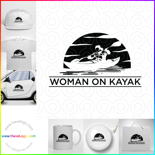 Compra un diseño de logo de mujer en kayak 64944