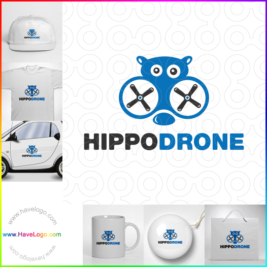 Compra un diseño de logo de Drone de hipopótamo 66507