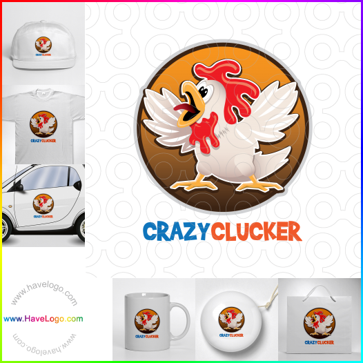 Compra un diseño de logo de Crazy Clucker Chicken 63947