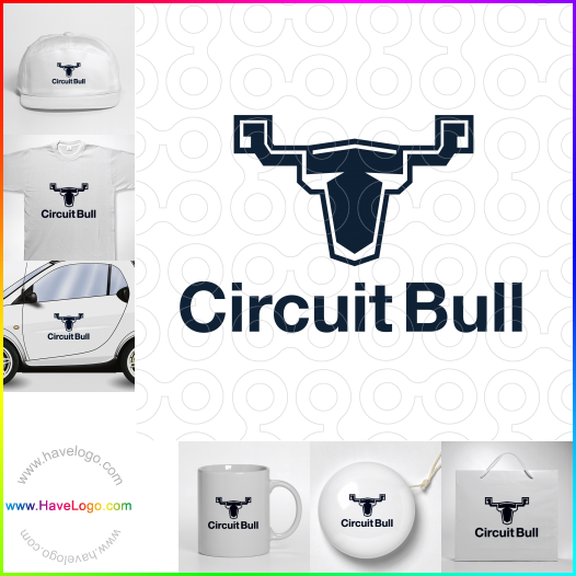 Compra un diseño de logo de Circuit Bull 63893