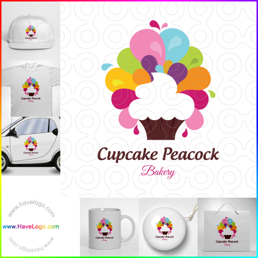 Compra un diseño de logo de Cupcake Peacock 65475