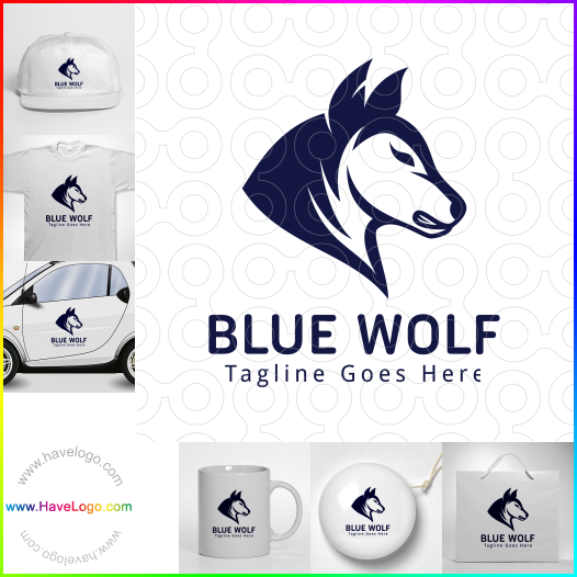 Compra un diseño de logo de Lobo azul 62830