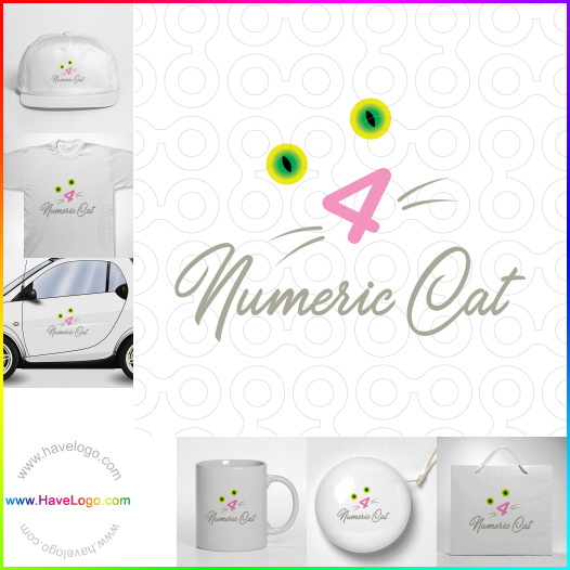 Compra un diseño de logo de Numeric Cat 65171