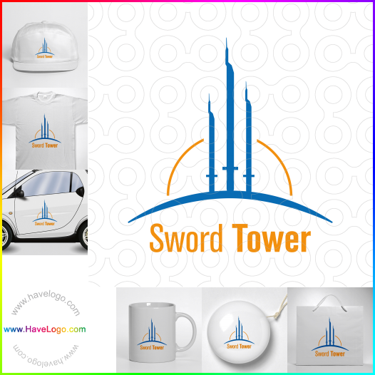 Compra un diseño de logo de Torre de la espada 60333