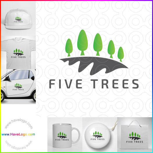 Compra un diseño de logo de Cinco árboles 66312