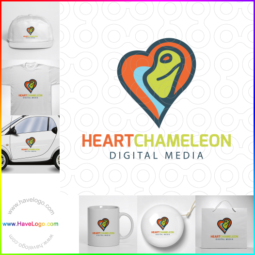Compra un diseño de logo de Camaleón del corazón 61740