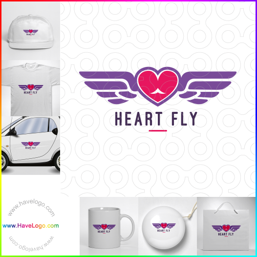 Compra un diseño de logo de Heart Fly 66852