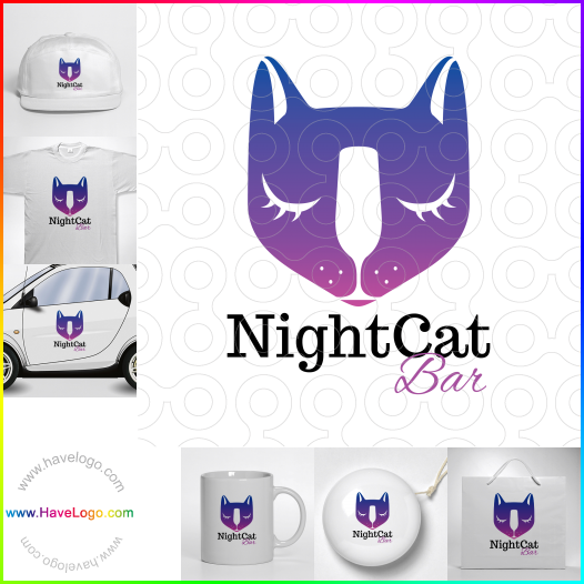 Compra un diseño de logo de Night Cat Bar 61134