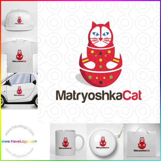 このMatryoshka Catのロゴデザインを購入する - 61885