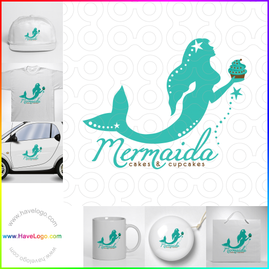 購買此mermaida蛋糕和蛋糕logo設計64035