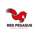 логотип красный пегас лошадь