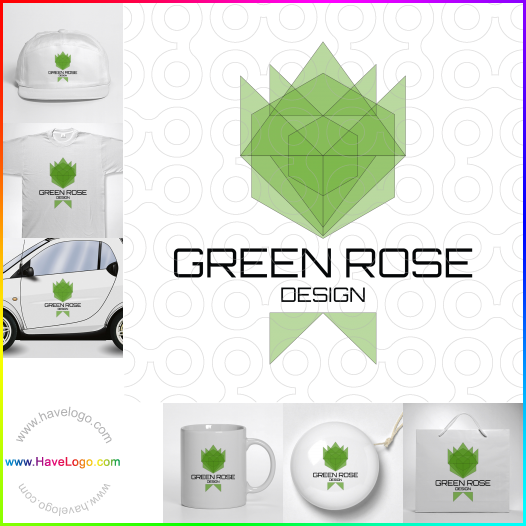 логотип Дизайн зеленой розы - 66981