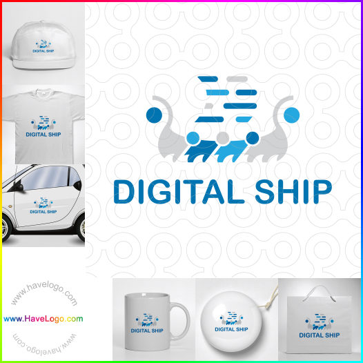 このデジタル船のロゴデザインを購入する - 61977