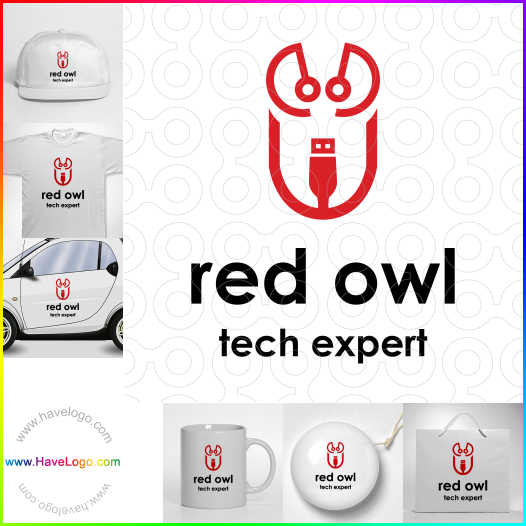 購買此紅色貓頭鷹技術專家logo設計63240