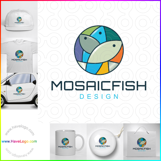 このモザイク魚のロゴデザインを購入する - 61029