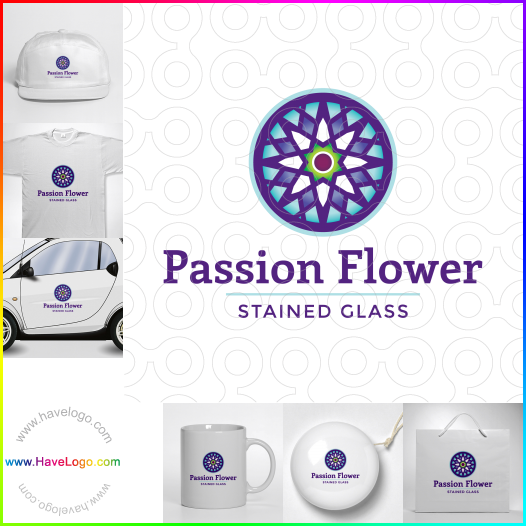 Leidenschafts Blumen Buntglas logo 60021