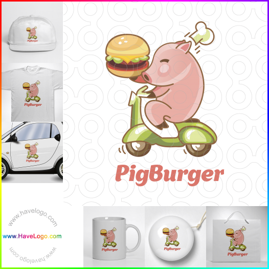 この豚ハンバーガーのロゴデザインを購入する - 62515