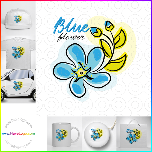 購買此藍色的花logo設計59992