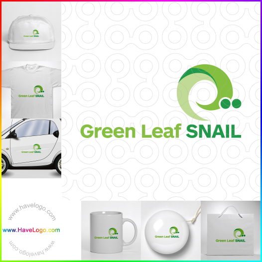 логотип зеленая листовая улитка - 65450