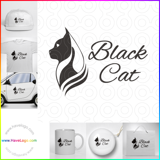 この黒猫のロゴデザインを購入する - 65054