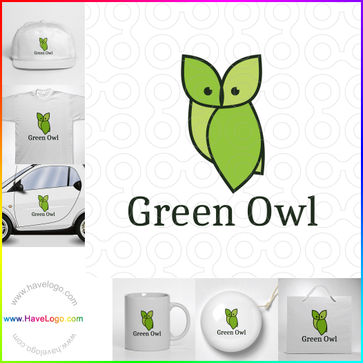 購買此綠色的貓頭鷹logo設計62100
