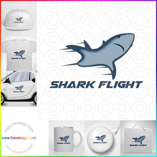 購買此鯊魚的飛行logo設計61965
