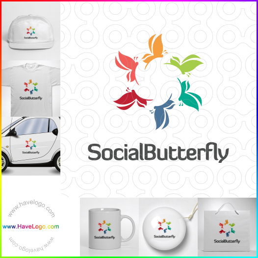 購買此社交花蝴蝶logo設計60916