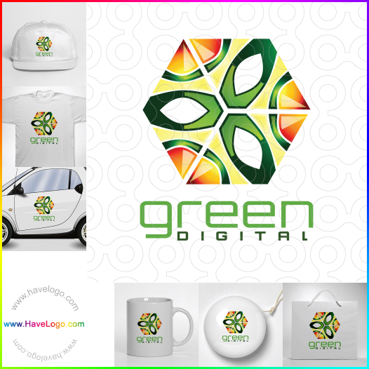 логотип Зеленый цифровой - 65792